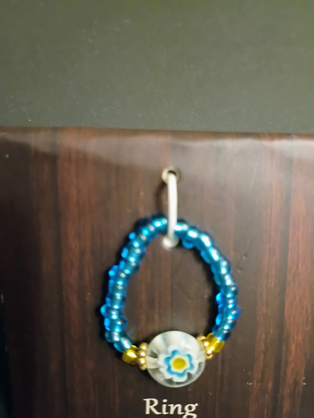 Handmade Blue Beaded Floral Ring - Unbranded